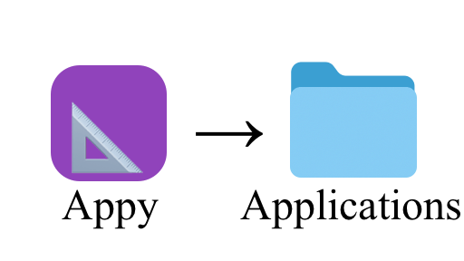 An illustration of an app ready to be dragged to Applications folder