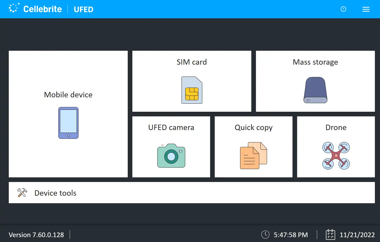 UFED - The Industry Standard for Lawfully Accessing and Collecting Digital Data from the widest range of digital devices.